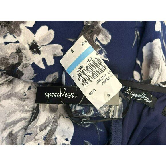 Speechless Blue Hi Low Floral Special Occasions Dress Size 5 Summer Party NWT - Picture 5 of 6
